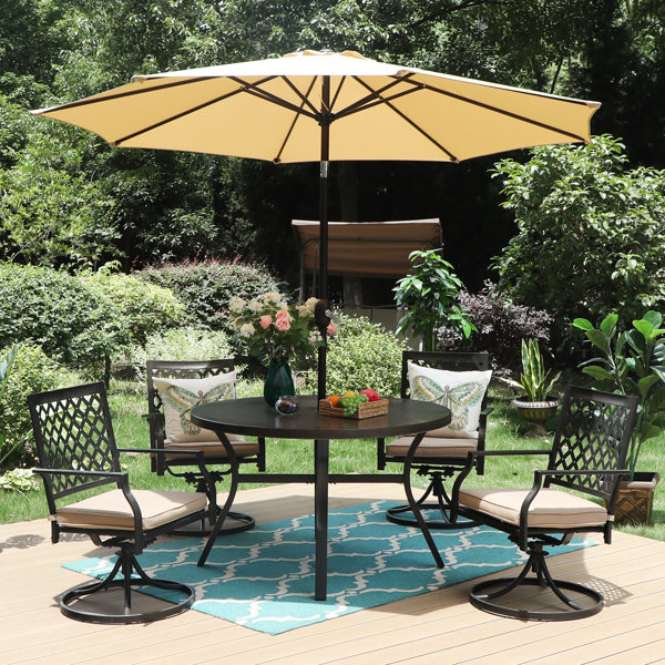 Lark Manor Mcgahan Swivel Patio Dining Armchair with Cushion & Reviews